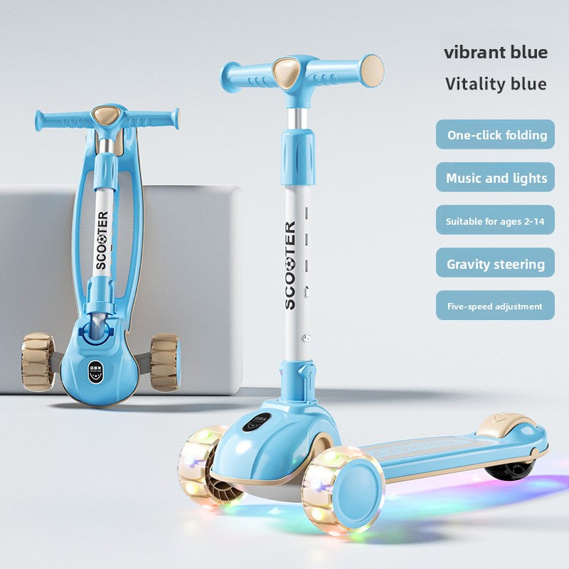 Foldable 3-Wheel Scooter for Kids with Light-Up Wheels