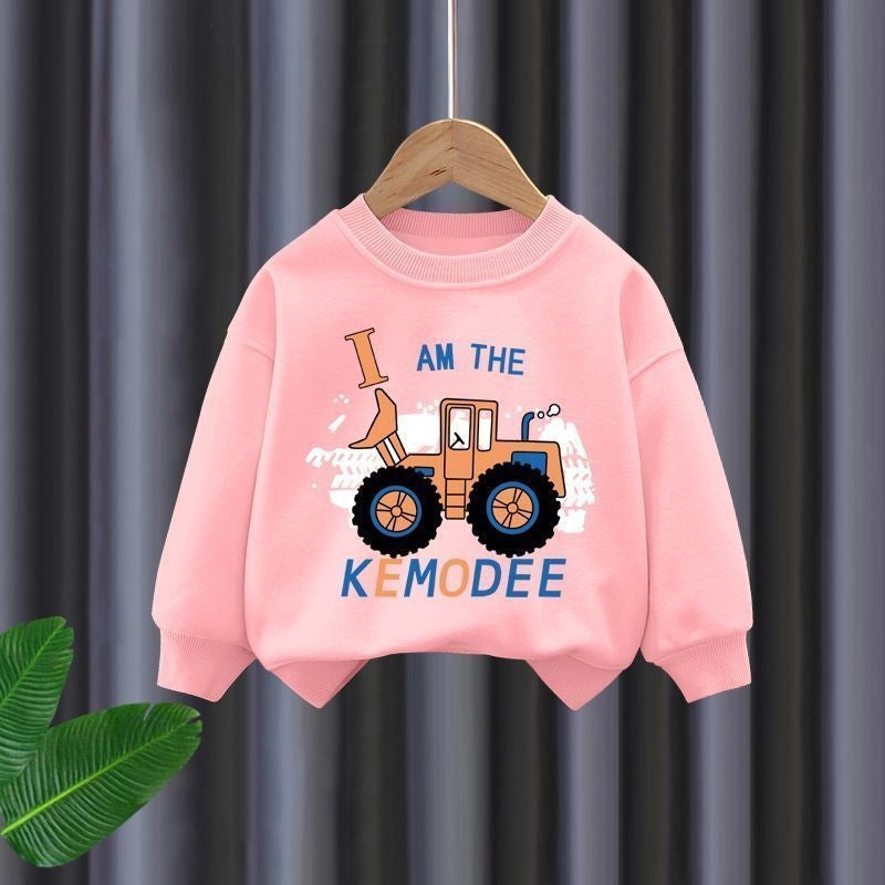 Boys Long Sleeve Sweatshirt and Pants Set with Bulldozer Print