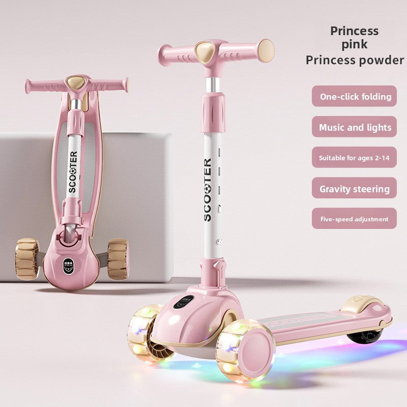 Foldable 3-Wheel Scooter for Kids with Light-Up Wheels