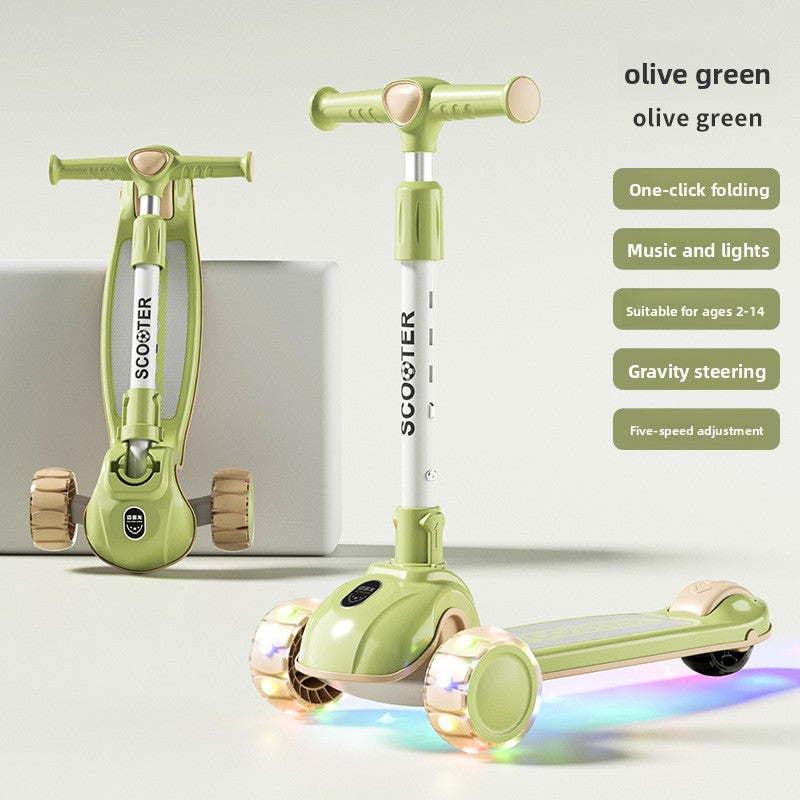 Foldable 3-Wheel Scooter for Kids with Light-Up Wheels