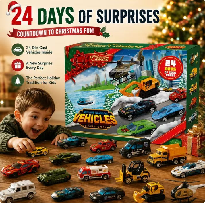 2026 Christmas Car Advent Calendar 24 Days Countdown Surprise Blind Box Plastic Decoration Ornament