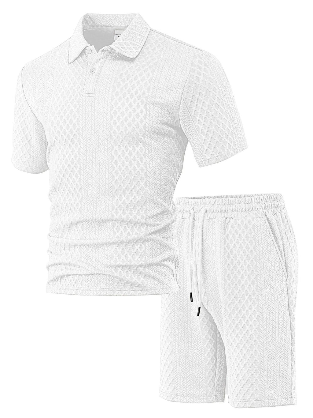 Men's Jacquard Polo Shorts Set