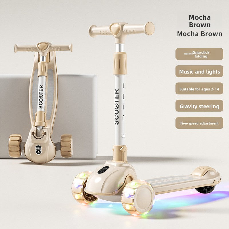 Foldable 3-Wheel Scooter for Kids with Light-Up Wheels