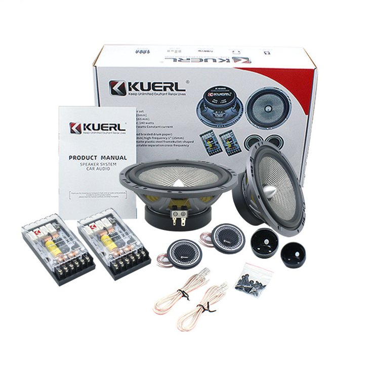 6.5 Inch 140W 2-Way Car Component Speaker System with Silk Dome Tweeters
