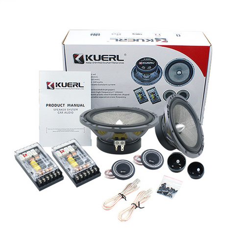 6.5 Inch 140W 2-Way Car Component Speaker System with Silk Dome Tweeters