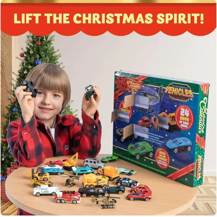 2026 Christmas Car Advent Calendar 24 Days Countdown Surprise Blind Box Plastic Decoration Ornament