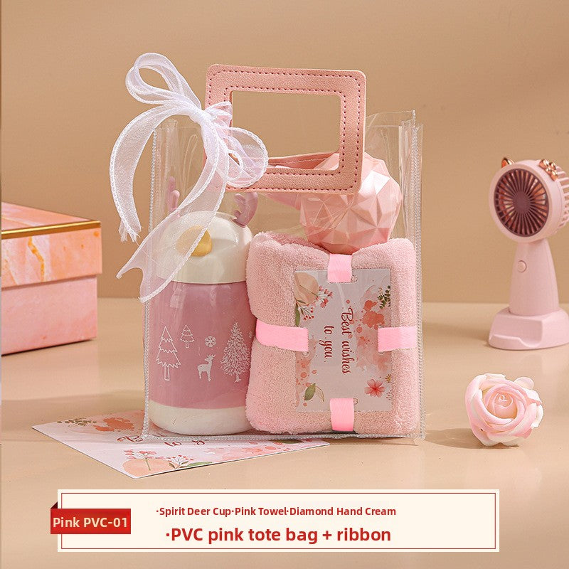 Soft Coral Velvet Towel Gift Set, Three-Piece with Hair Band and Bath Ball