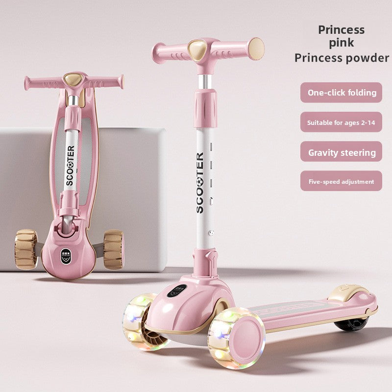 Foldable 3-Wheel Scooter for Kids with Light-Up Wheels