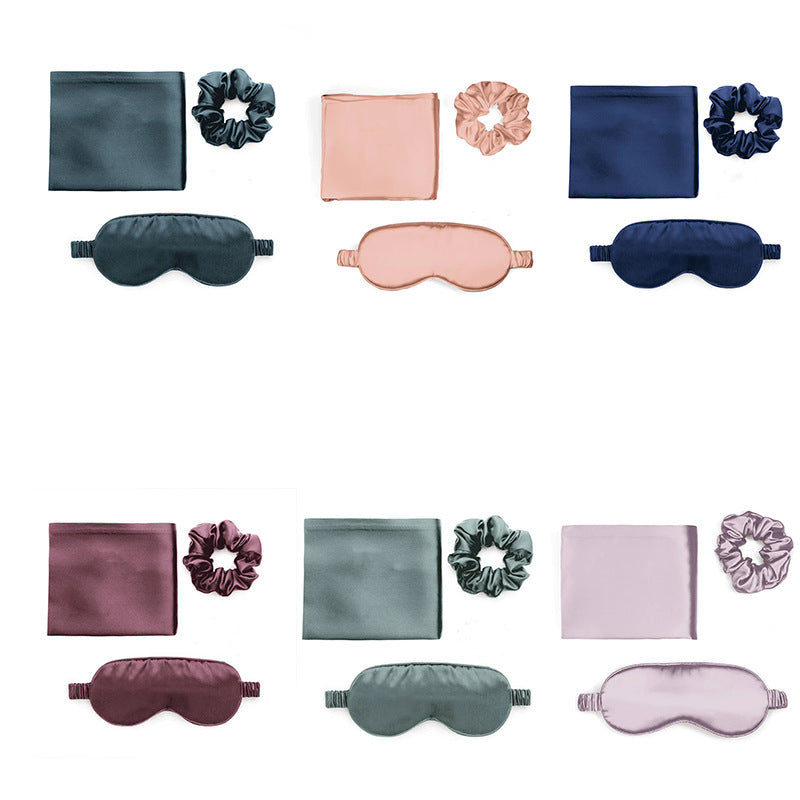 Satin 3-Piece Sleep Set Eye Mask Hair Tie Pillowcase Magnetic Gift Box