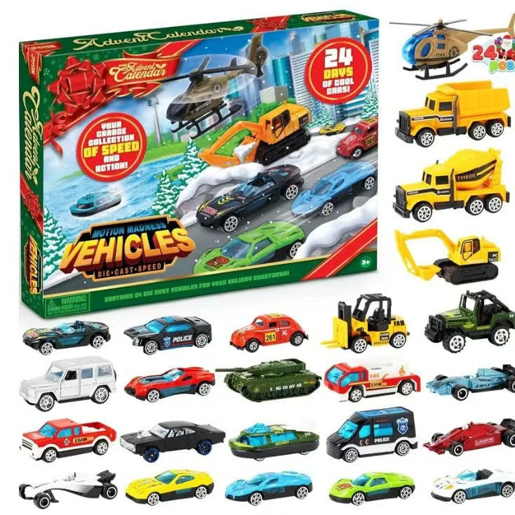 2026 Christmas Car Advent Calendar 24 Days Countdown Surprise Blind Box Plastic Decoration Ornament