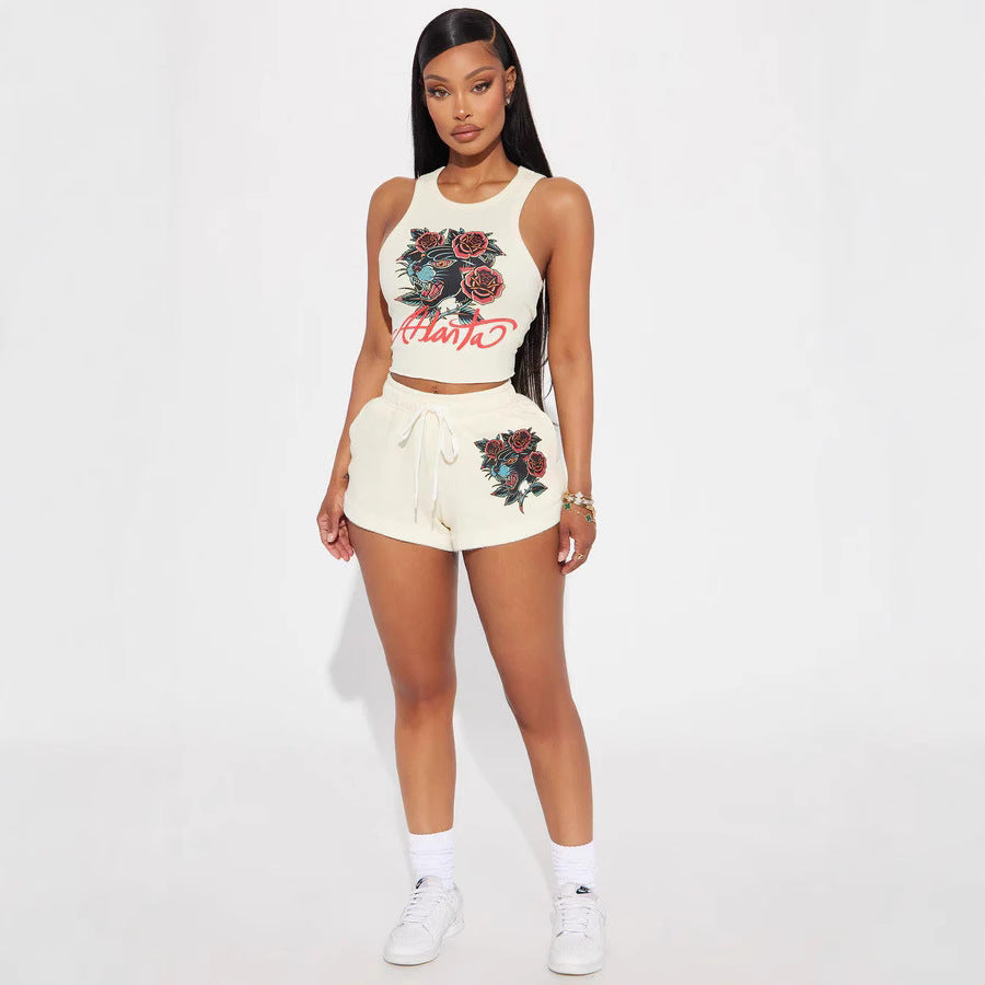 Printed Vest and Shorts Set