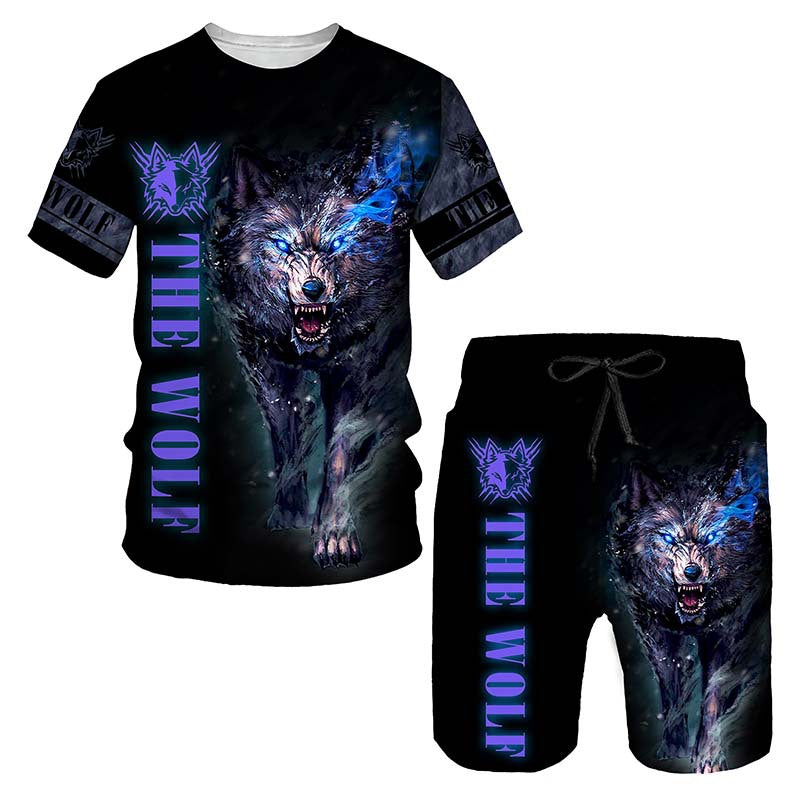 Men's 3D Lion Print Sportswear Set