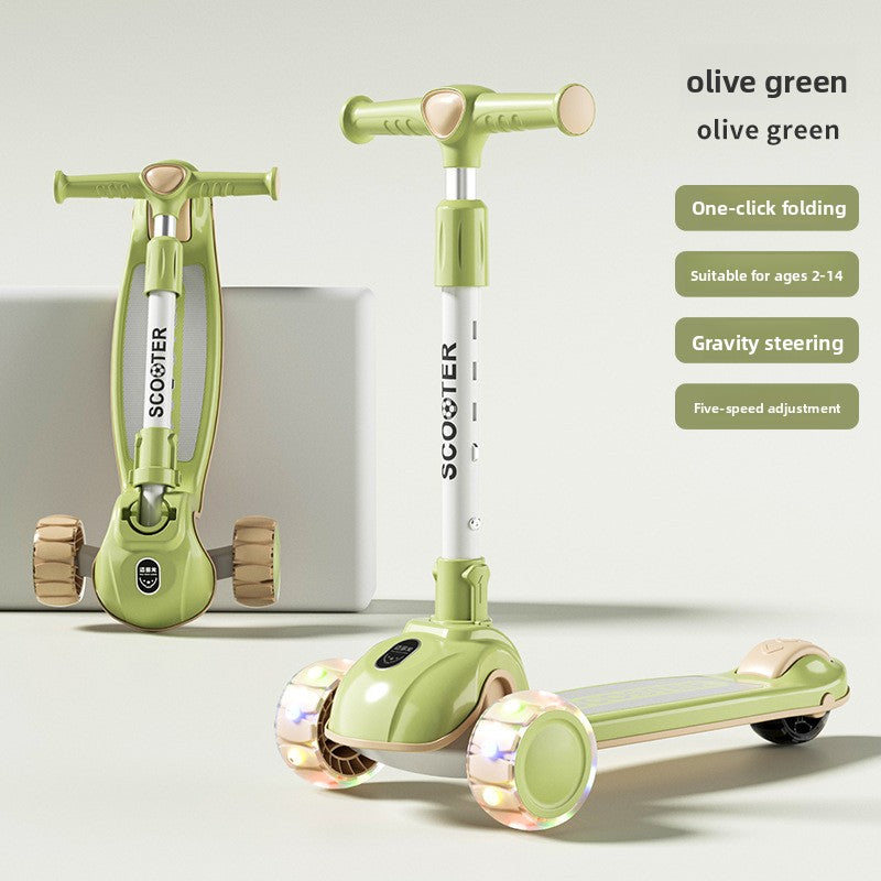 Foldable 3-Wheel Scooter for Kids with Light-Up Wheels