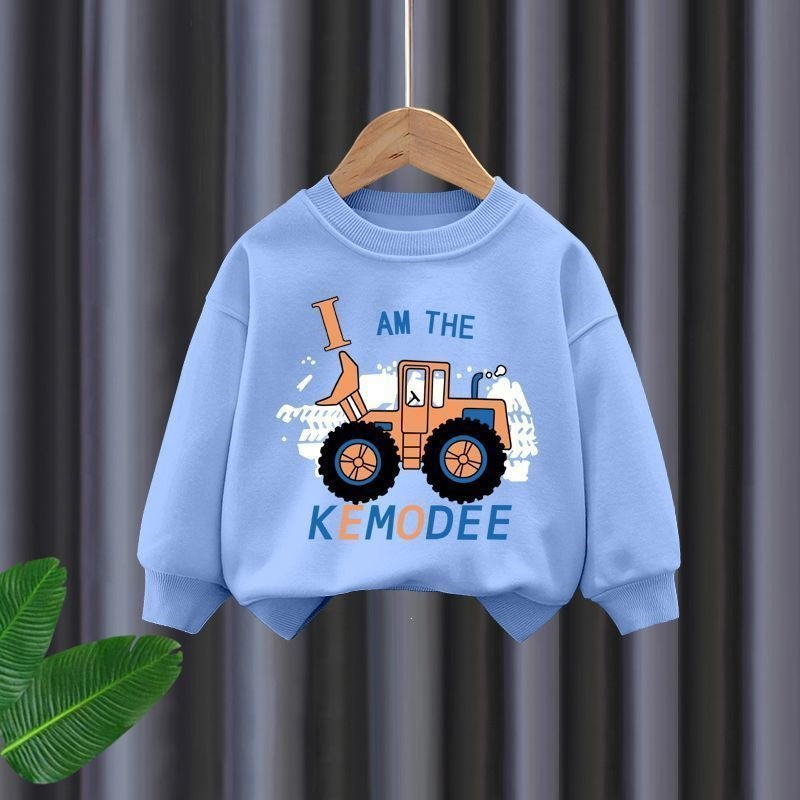 Boys Long Sleeve Sweatshirt and Pants Set with Bulldozer Print