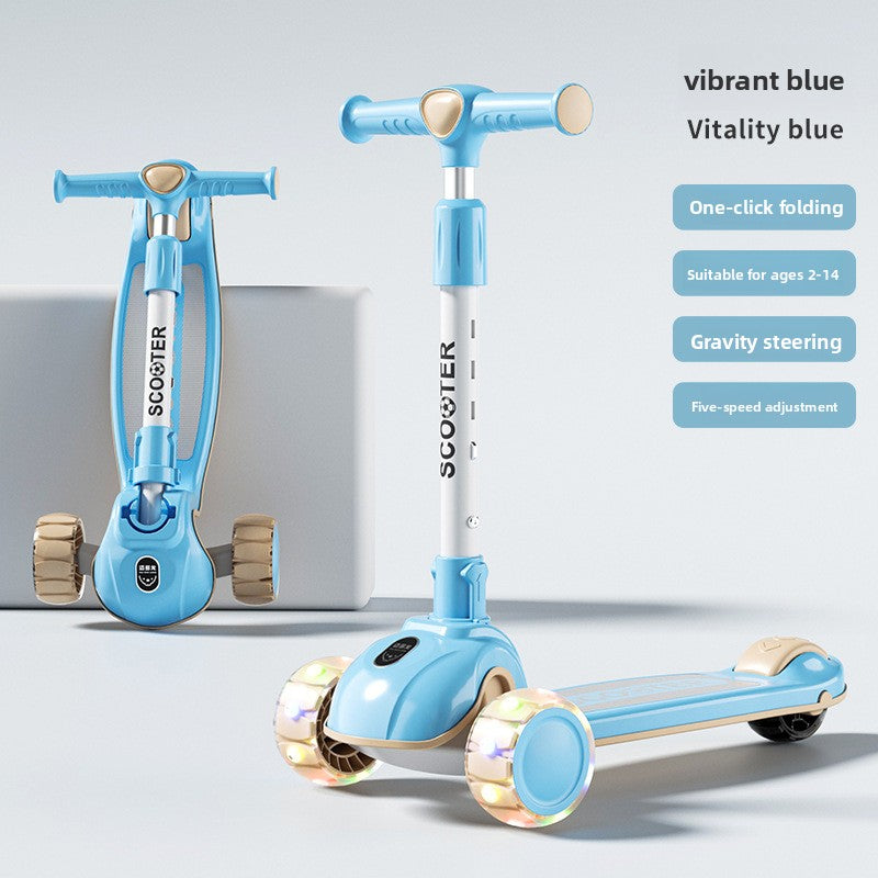 Foldable 3-Wheel Scooter for Kids with Light-Up Wheels